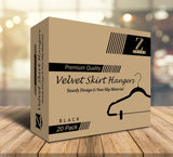 ZOYER Velvet Skirt Hangers (20 Pack) with Clips - Velvet Clothes Hangers Non-Slip Pant Hangers - Black