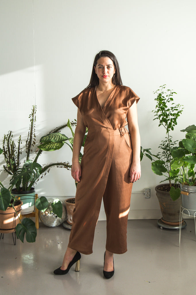 A Post-Modern Rachel Comey Jumpsuit in Brown Silk
