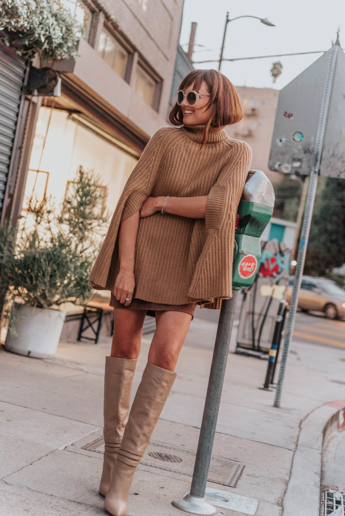Cape in one size and one similar in a lower price point// Skirt in 27 // Boots (fit TTS and in color “Twilight Taupe” and HERE //