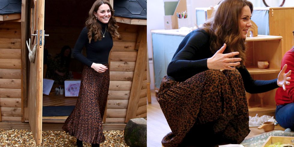 Kate Middleton Wore a Zara Leopard Print Skirt for a Visit to Wales
