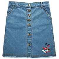 Unacoo Girls’ Botton Front Cut-Off Denim A-line Short Jeans Skirt only $7.12