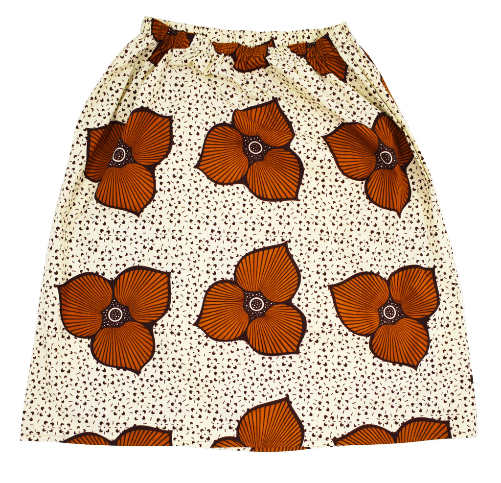 Althea A-line Skirt Cream African Print 100% cotton SAMPLE SALE