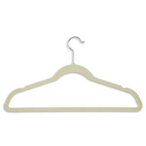 Honey-Can-Do Velvet-Touch Suit Hangers, 9 1/2"H x 1/4"W x 17 3/4"D, Ivory, Pack of 50
