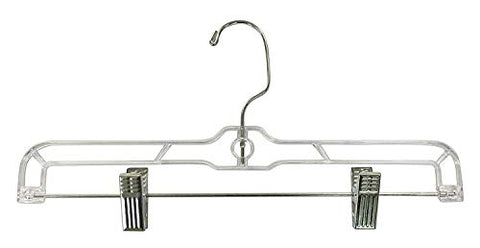 Jeronic 12 Pack Slack Pant Hangers Skirt Hangers with Clips, Clear