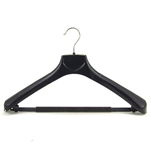 HANGERWORLD 5 Black 17.8inch Plastic Coat Clothes Garment Pant Skirt Bar Hangers 2.36inch Broad Shoulder Support