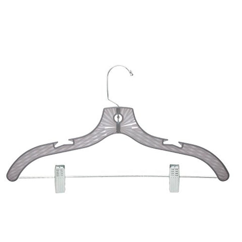 Honey-Can-Do HNG-05912 Crystal Tinted Suit Hanger with Clips, 5 Pack, Gray