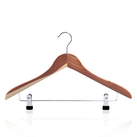 HANGERWORLD 10 Cedar Wood 18inch Coat Clothes Garment Pants Skirt Adjustable Clip Hangers