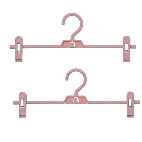 RGANT Non-Slip Pants Hangers Adjustable Stackable Skirts Trouser Hanger with Clips Heavy Duty 2 PCS (Pink)
