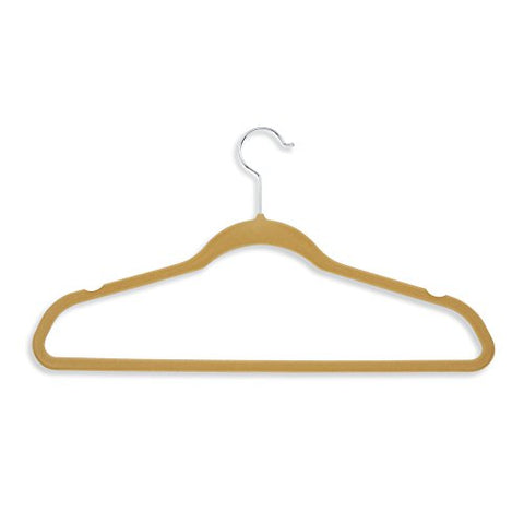 Honey-Can-Do Velvet-Touch Suit Hangers, 9 1/2"H x 1/4"W x 17 3/4"D, Tan, Pack of 20