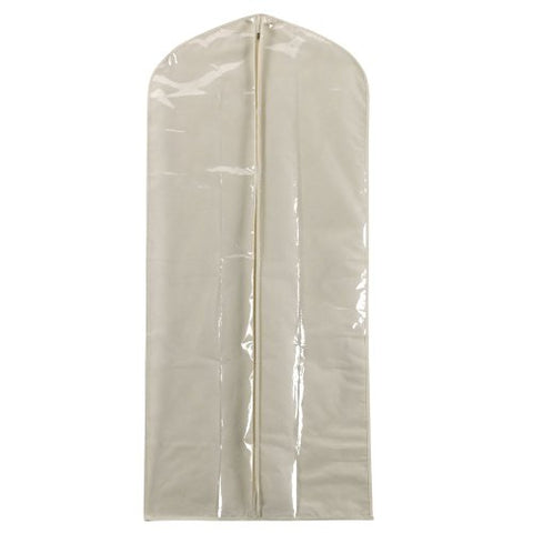 Household Essentials 311392 Hanging Garment Bag | Dress Protector | Natural Cotton Canvas with Clear Vinyl Cover