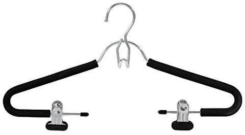 Closet Spice Chrome Suit Hanger with Soft Padded Clips for Easy to Hang and Black Friction Padded Foam - Set of 6, Black