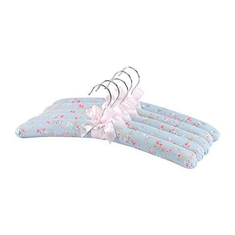 Xyijia Hanger Coat Hanger for Women Dress with Sponge Stuffed, Pack of 5, Floral Blue Ocean Padded Wood Clothes Hangers Home