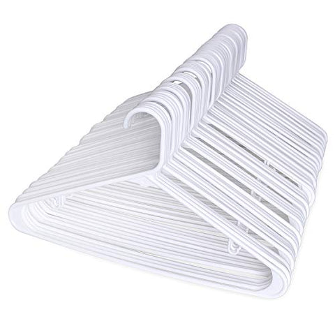 HOUSE DAY 60 Pack Plastic Tubular Adult Hangers 16.5 Inch Light-Weight White Plastic Hanger 60pcs