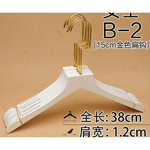 Xyijia Hanger 10Pcs/Lot 38Cm/39Cm Solid Wood Solid White Adult Clothes Rack, Gold Hanger, Adult Trousers Clip