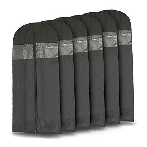 Plixio 60" Black Garment Bags for Breathable Storage of Dresses & Dance Costumes, Suits-Includes Zipper & Transparent Window (6)