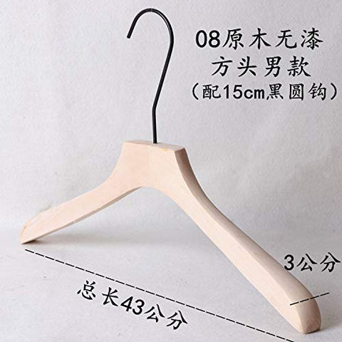 Xyijia Hanger (10Pcs/ Lot Wood Hanger Clothing Shop High-Grade Wood Color Without Paint Natural Color Anti-Slip with Black Round Hook