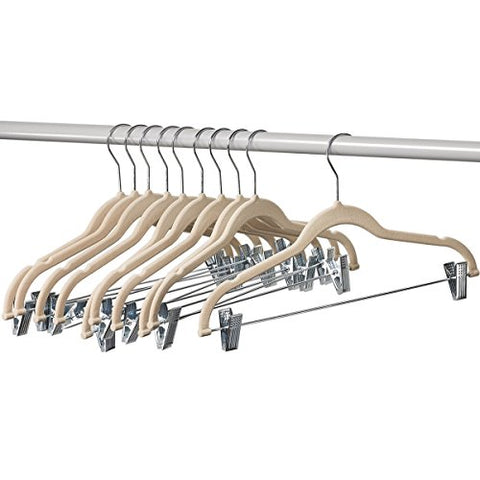 Home-it 50 Pack Clothes Hangers with Clips Ivory Velvet Hangers use for Skirt Hangers Clothes Hanger Pants Hangers Ultra Thin No Slip
