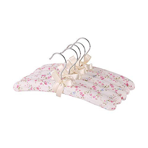 Xyijia Hanger Fabric Hanger Set with Soft Padding for Kid Girls, Pack of 5, Floral Pink Hangers Coat