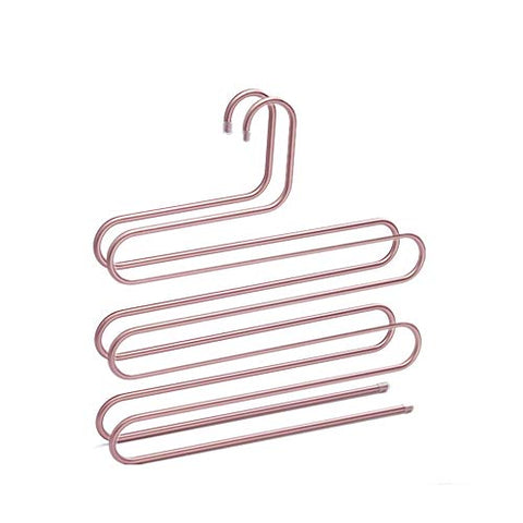Ybriefbag Suit Hangers, Multi Pants Hangers Rack for Closet Organization,Stainless Steel S-Shape 5 Layer Clothes Hangers for Space Saving Storage 2 Pack Non Slip Coat Hangers (Color : Light Red-2pcs)