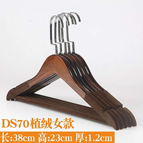 Xyijia Hanger Solid Wood Flocking Hangers Non-Slip Traceless Hangers Wardrobe Household Hotels Vintage Wood Clothes Support Clothes Hangers