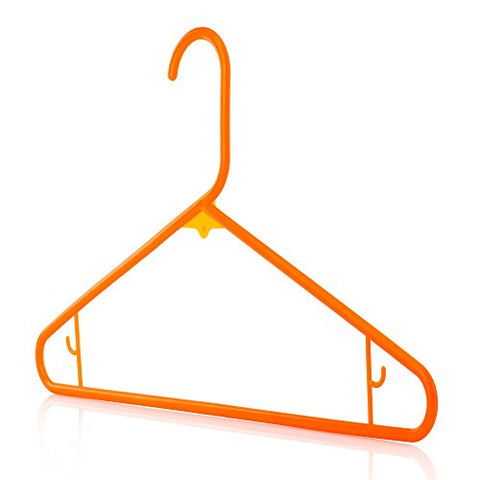 HANGERWORLD 10 Orange 16inch Plastic All Purpose Coat Clothes Garment Pant Skirt Bar Hangers Loop Hooks
