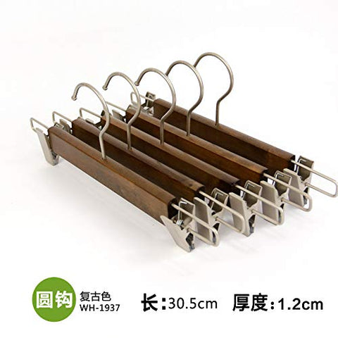 Xyijia Hanger Flat Hook Retro Solid Wood Pants Wooden Wood Adult Slip Trousers Hanger No Trace Clip