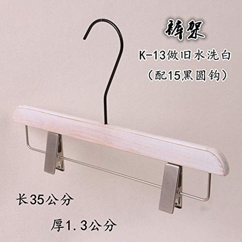 Xyijia Hanger (10Pcs/ Lot Wooden Hanger Old Washed White Wooden Hanger Clothes Hanging Clothes Clothing Store Special with Black Long Round Hook