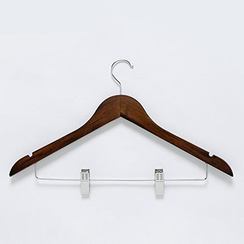 U-emember Wooden Hangers Wooden Hangers Clothing Wooden Coat Hanger-Double Anti-Slip Belt Clip Clips Trouser Press, 5, Brown