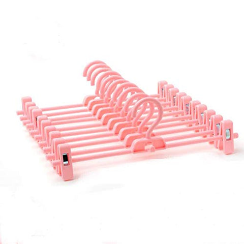 CmfwaMedsr Adjustable Plastic Pant Hanger,Multifunctional Non-Slip Clips Heavy Duty Trousers Skirt&Kids Clothes-Pink 10 Pack
