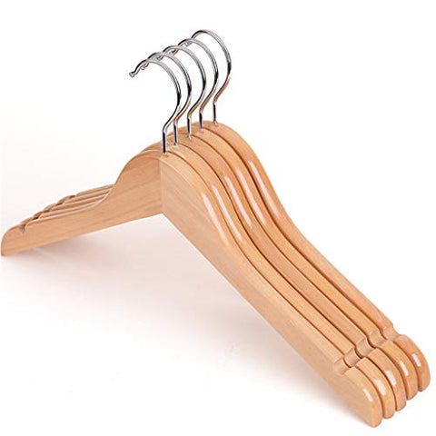 Children's Natural Wooden Coat Hangers -Pack of 10 Hangers for Baby & Toddler Clothes - 32cm Wide