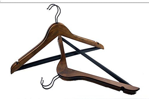Kexinfan Hanger Solid Wood C Clothes Hanging Flat Hook Square Hook Drying Rack Solid Non-Slip No Trace Clothes Hold Wooden Pants Clip, 10, C44Cm Rod Hanger