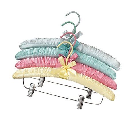 Miles Kimball Satin Padded Hangers With Clips - Set of 4