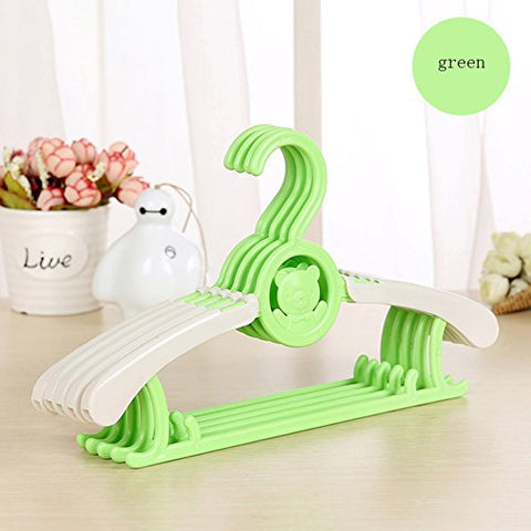 W&lx Baby clothes,Clothes hangers Trumpet Cute Children Retractable Neonate Air conditioning plastic Anti-skid.-green