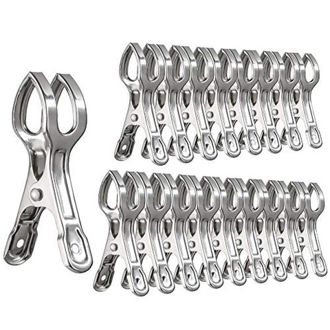 WEBI Beach Towel Clips : |18 Packs | 3.3 Inch |Stainless Steel | Windproof Chair Clip Clamps Clothes Pin Clothespin Picture Hanger for Cruise,Pool Cover,Boat,Lounge Chair,Photos, Quilt, Towel