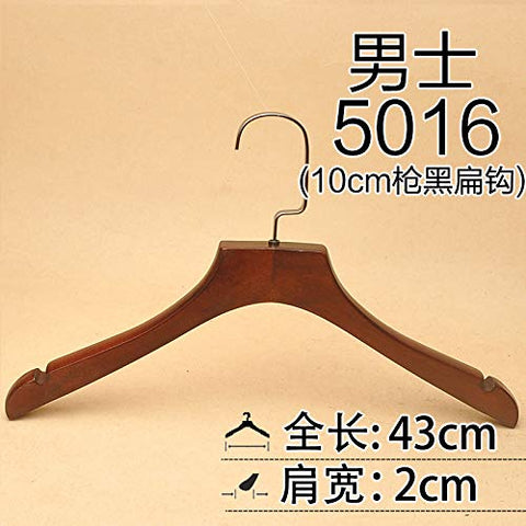 Xyijia Hanger (5Pcs/ Lot Wooden Hangers Clothing Store Adult Men and Women Black Hook Retro Wooden Clothes Hanging Clothes Non-Slip Home