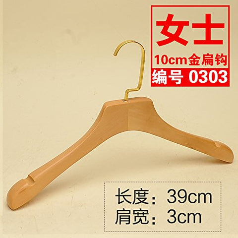 Kexinfan Hanger Logs Character Solid Wood Clothes Rack Clothing Store Men Women Adult Wooden Clothes Hanging Pants Clip High Grade Wood Clothing Support, 10, 10 Gold Hook -0303 Female Wood Thickening