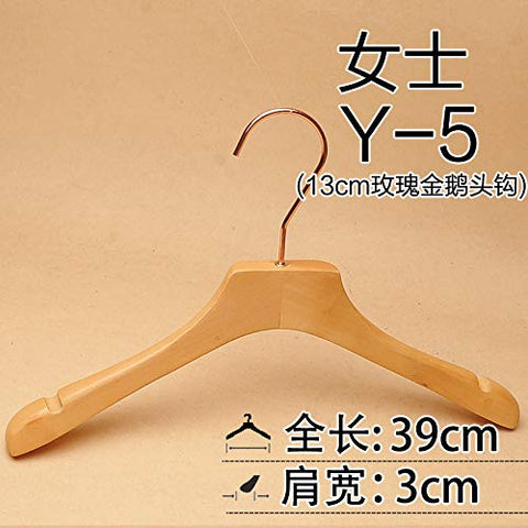 Xyijia Hanger (10Pcs/ Lot Wood Hanger Wood Color Men and Women Color Long Hook Wooden Clothes Support Clothing Store Rose Gold Hook