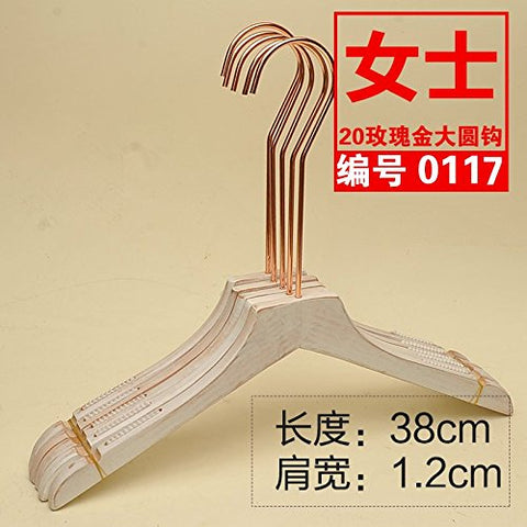 Kexinfan Hanger Solid Wood Hanger Wooden Hanger Women'S Clothing Clothing Store Wood Hanger Wash White Old White, 10Pcs, 20 Rose Large Round 0117 Female Flat Old White Belt Tooth