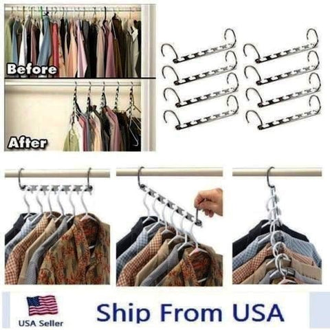 8 Sets of Clothes Hanger Organizer Closet Wardrobe Rack Space Saver Storage Metal