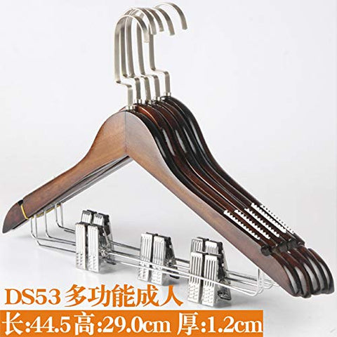 Xyijia Hanger Solid Wood Flocking Hangers Non-Slip Traceless Hangers Wardrobe Household Vintage Wood Clothes Support Clothes Hangers Hotels