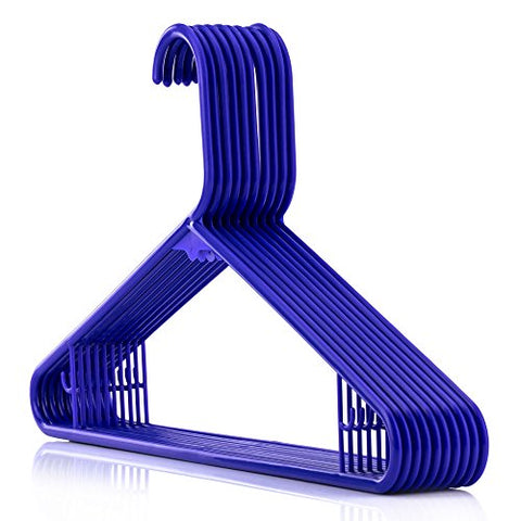 HANGERWORLD 10 Blue 16inch Plastic All Purpose Coat Clothes Garment Pant Skirt Bar Hangers Loop Hooks