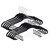 Qiangson Skirt Hangers Pants Hangers with clips 20 Pack Non-Slip Velvety Smooth Texture Clips Clothes Hangers Hook-17.7inch Outfit Hanger Black