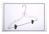 12 Quality Heavy Duty 17" Clear Crystal Plastic Hangers - 12 Pack (Crystal Skirt Hangers - 12 Pack)