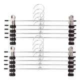 BetterM 10 Pcs Stainless Steel Pants Skirt Hangers, Trouser Stand Holder With 2 Adjustable Clips
