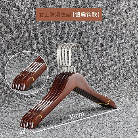 Kexinfan Hanger Solid Wood Hangers Trouser Clips Wooden Clothing Store Hanging Clothes Children'S Clothing Men Women Wooden Non-Slip Hanger No Trace, 10, 38Cm Ladies Slip [Pearl Nickel]
