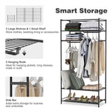 Heavy duty langria heavy duty zip up closet shoe organizer with detachable brown cloth cover wardrobe metal storage clothes rack armoire with 4 shelves and 2 hanging rods max load 463 lbs