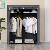 Results songmics closet storage organizer portable wardrobe with hanging rods clothes rack foldable cloakroom study stable 55 1 x 16 9 x 68 5 inches gray uryg02gy