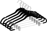 ZOYER Velvet Skirt Hangers (20 Pack) with Clips - Velvet Clothes Hangers Non-Slip Pant Hangers - Black