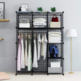 Storage unicoo multi use diy 12 cube wire grid organizer bookcase bookshelf storage cabinet wardrobe closet toy organizer wire cube storage black wire